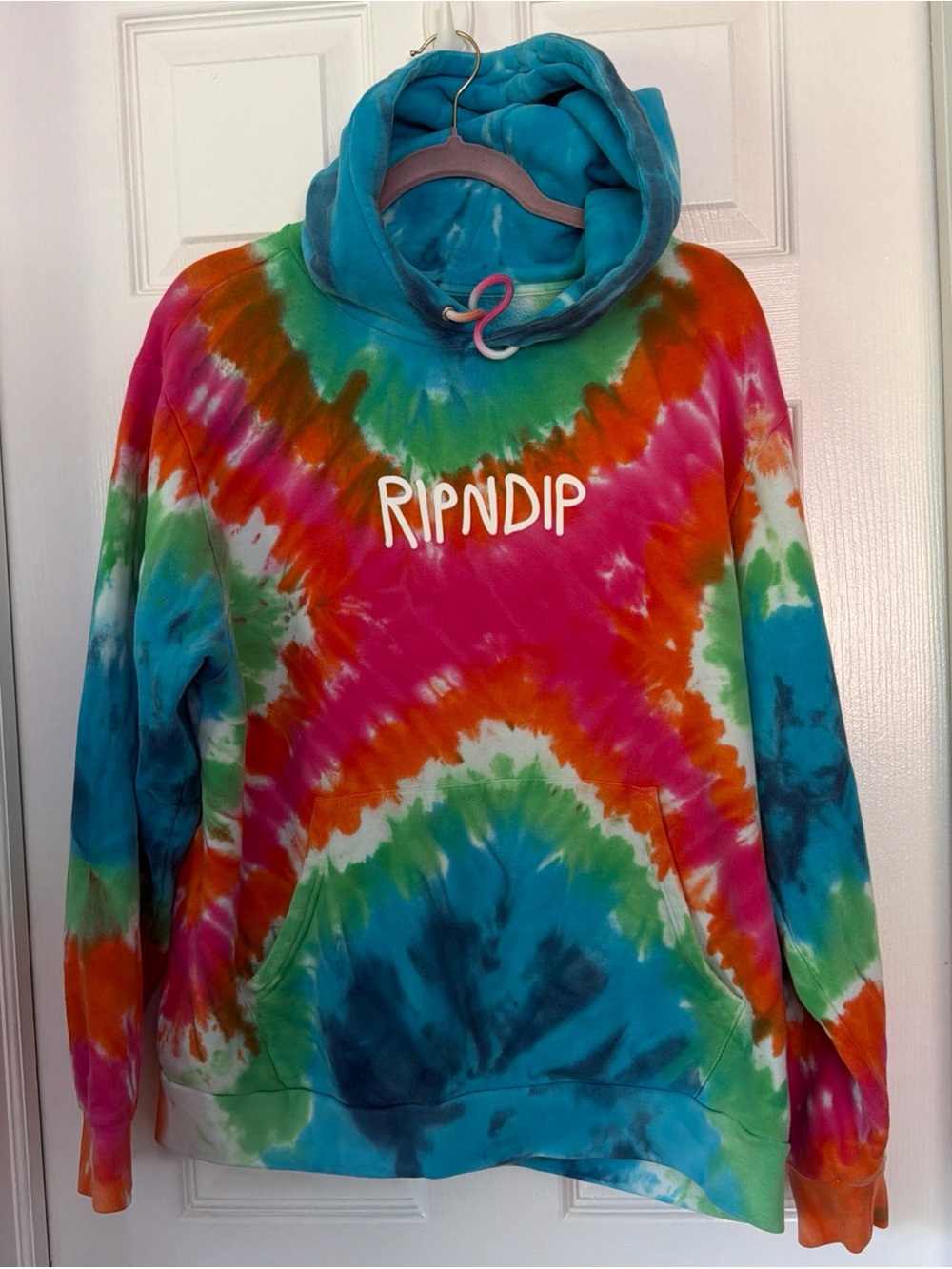 Ripndip Tie-Dye Hoodie in Teal, Pink, Orange, Green